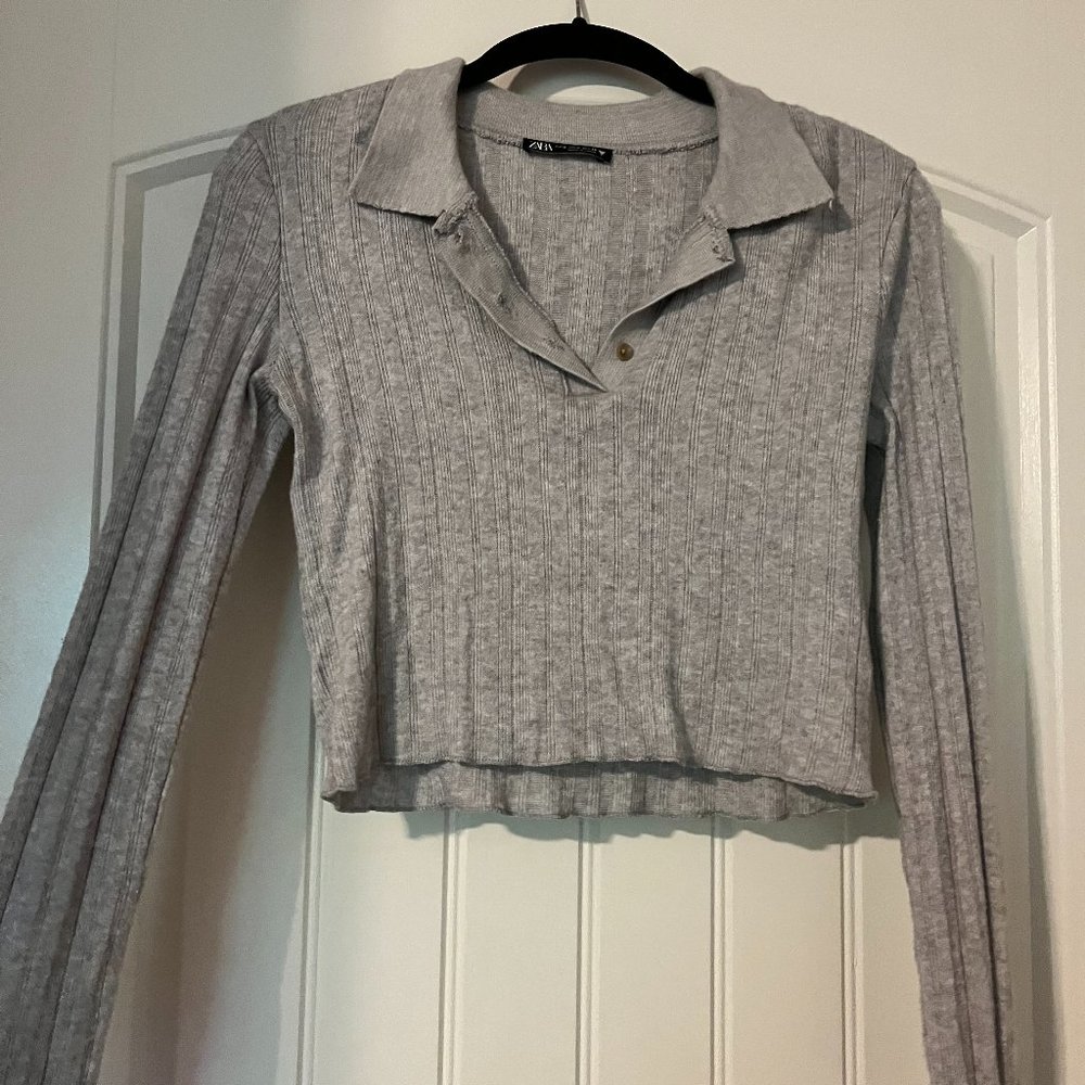 Zara Cropped Rib Polo, Small